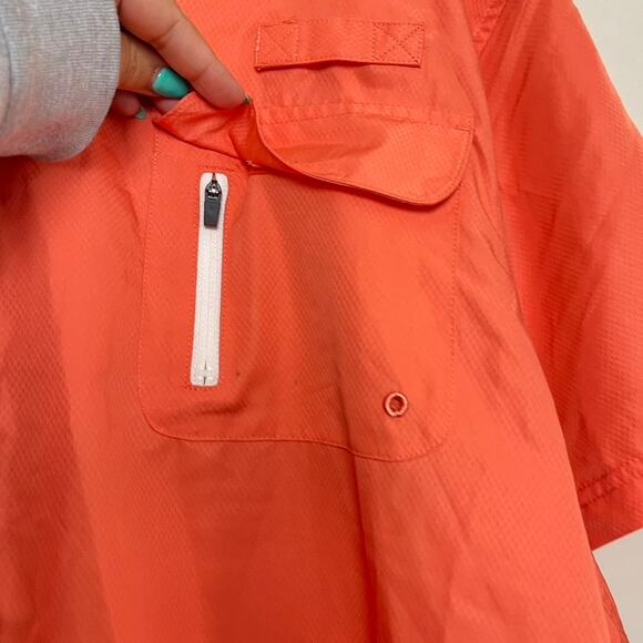 NWT Xcaster Orange Outdoor UPF Fishing Quick Dry Button Shirt Men's Sz 4X - Picture 2 of 8